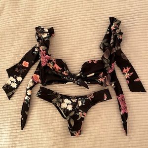 Montce Swim Emma Black Floral Bikini XS